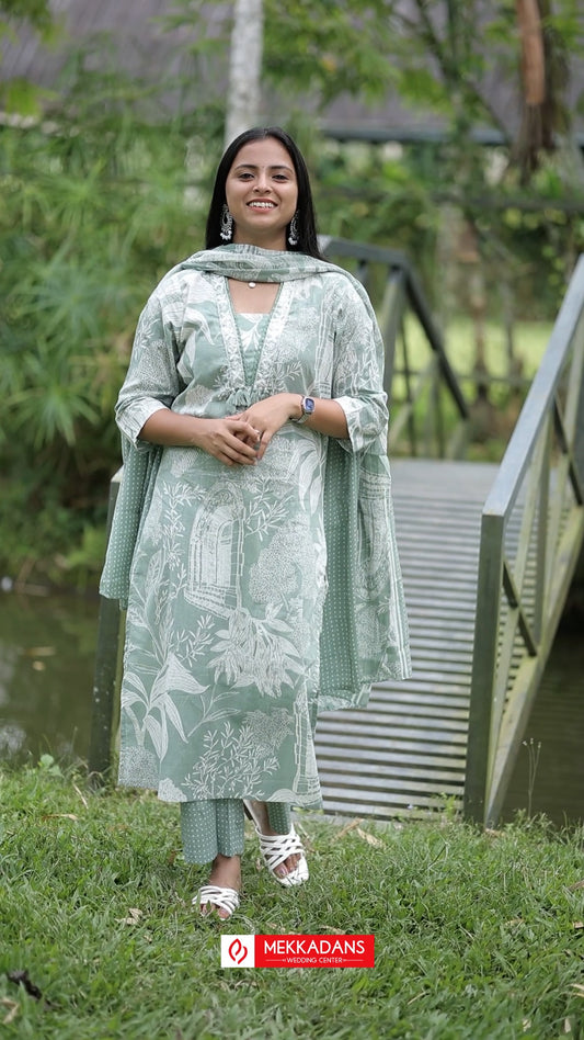 hand-block print design women's kurta set