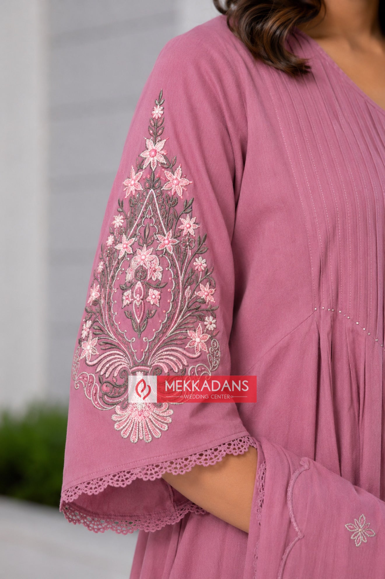 PRODUCT CODE - 3111 | MAUVE PINK COTTON SALWAR 3 PIECE SET