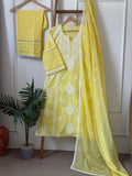 PRODUCT CODE- 4333 | PASTRY LEMON YELLOW COTTON 3 PIECE SALWAR SET