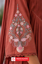 PRODUCT CODE - 3111 | BRICK RED PREMIUM COTTON SALWAR 3 PIECE SET