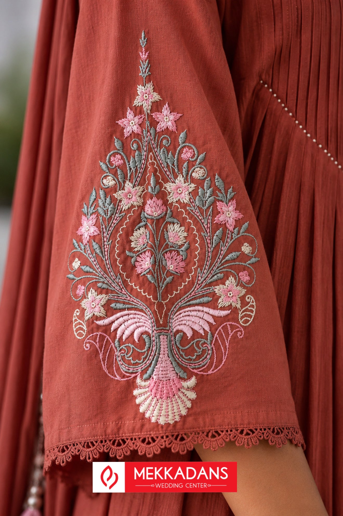 PRODUCT CODE - 3111 | BRICK RED PREMIUM COTTON SALWAR 3 PIECE SET