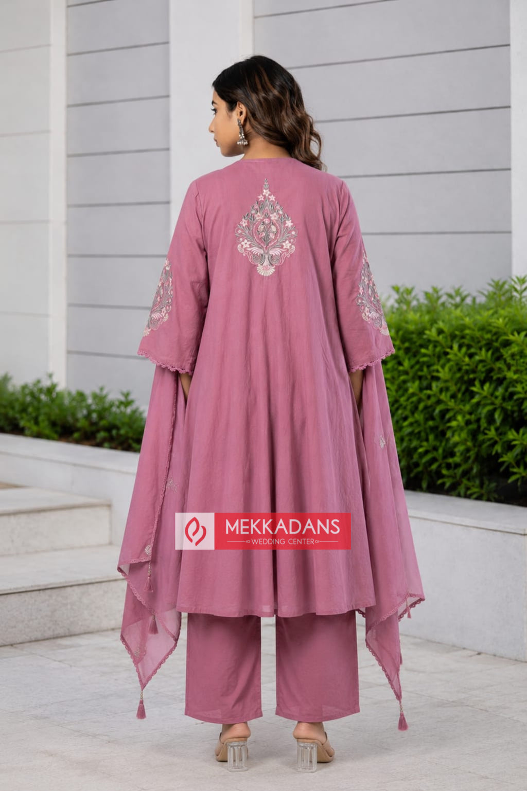PRODUCT CODE - 3111 | MAUVE PINK COTTON SALWAR 3 PIECE SET