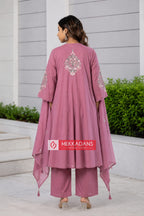 PRODUCT CODE - 3111 | MAUVE PINK COTTON SALWAR 3 PIECE SET