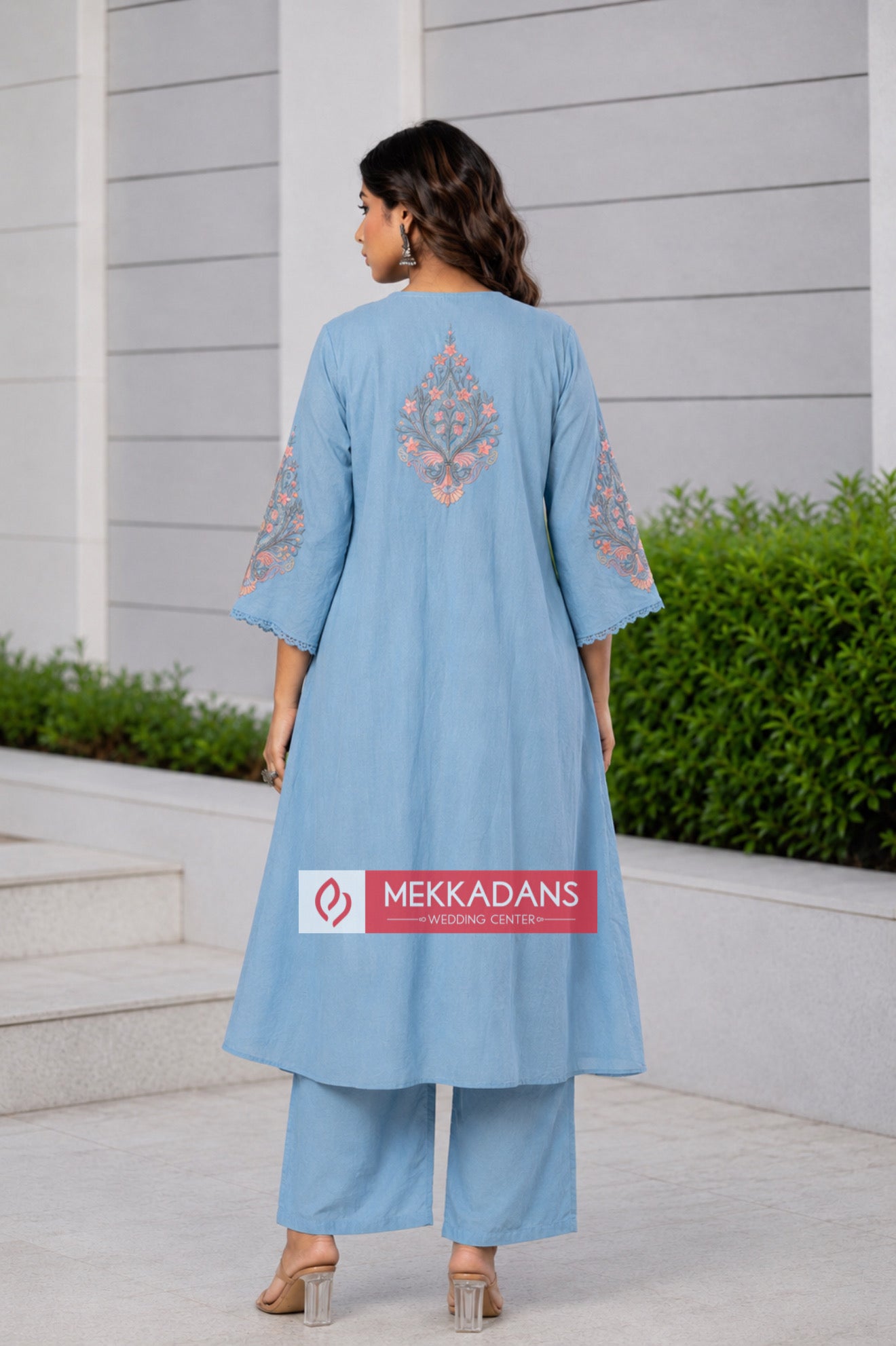 PRODUCT CODE - 3111 | ICE BLUE COTTON SALWAR 3 PIECE SET