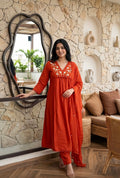PRODUCT CODE - 5000 | RUST ORANGE COTTON SALWAR 3 PIECE SET