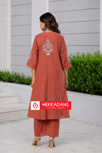 PRODUCT CODE - 3111 | BRICK RED PREMIUM COTTON SALWAR 3 PIECE SET