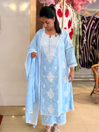 PRODUCT CODE-4111 | ICE BLUE COTTON 3PIECE SALWAR SET