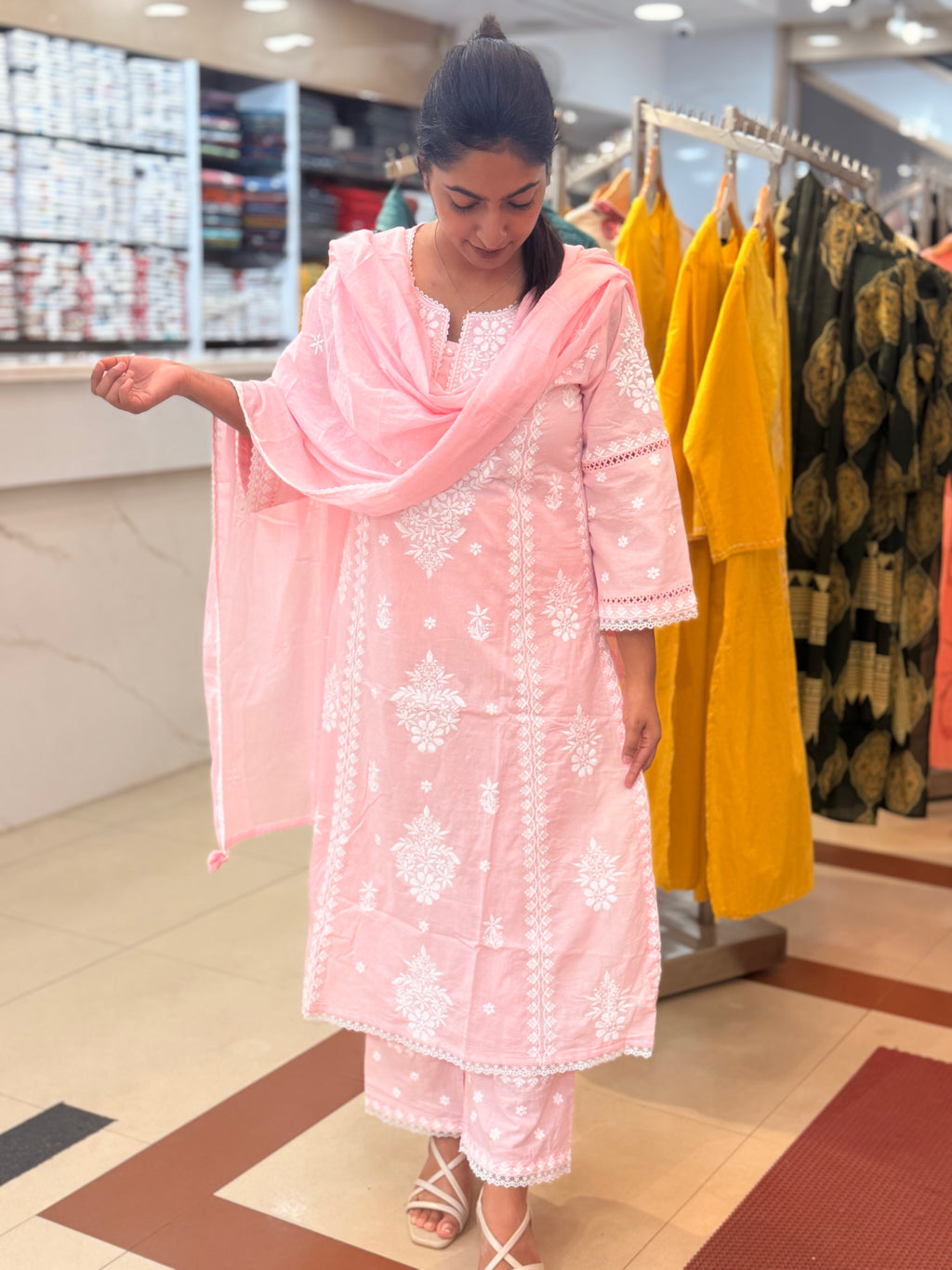 PRODUCT CODE-4222 |PASTRY PINK COTTON 3 PIECE SALWAR SET