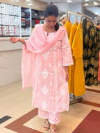 PRODUCT CODE-4222 |PASTRY PINK COTTON 3 PIECE SALWAR SET
