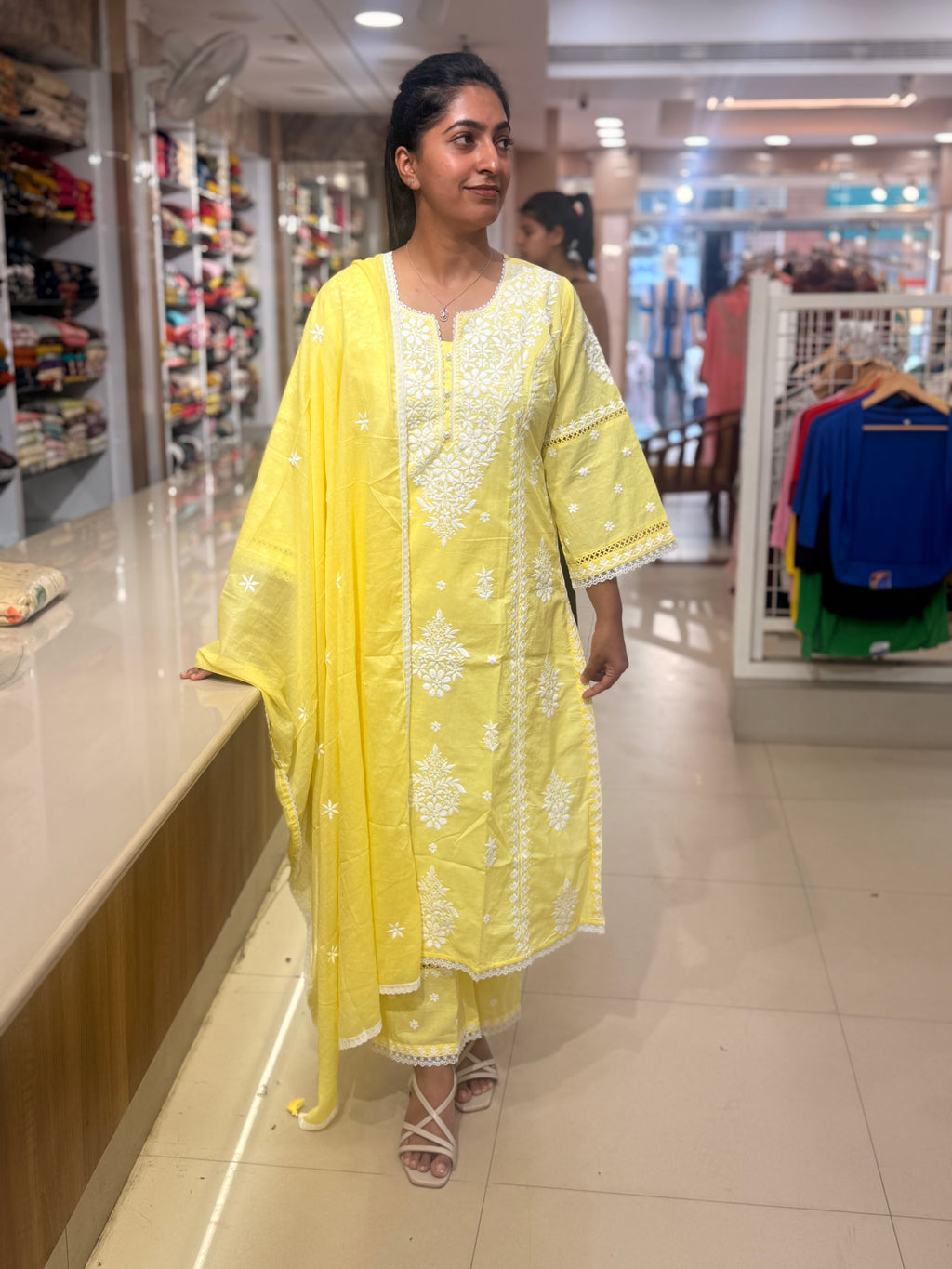 PRODUCT CODE- 4333 | PASTRY LEMON YELLOW COTTON 3 PIECE SALWAR SET