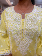 PRODUCT CODE- 4333 | PASTRY LEMON YELLOW COTTON 3 PIECE SALWAR SET