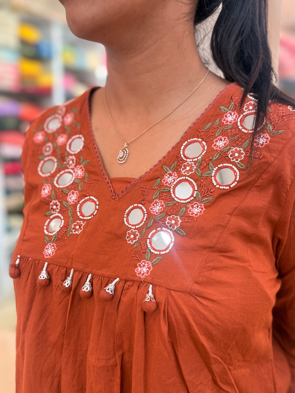 PRODUCT CODE - 5000 | RUST ORANGE COTTON SALWAR 3 PIECE SET