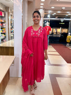 PRODUCT CODE - 5000 | RANI PINK COTTON SALWAR 3 PIECE SET
