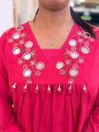 PRODUCT CODE - 5000 | RANI PINK COTTON SALWAR 3 PIECE SET