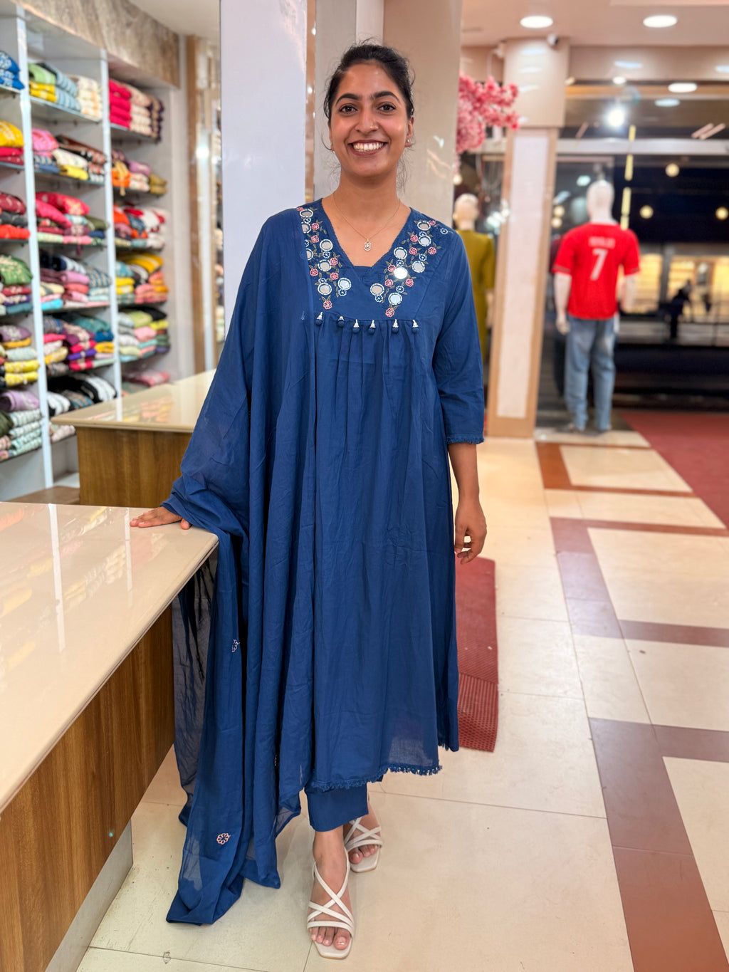 PRODUCT CODE - 5000 | ROYAL BLUE COTTON SALWAR 3 PIECE SET