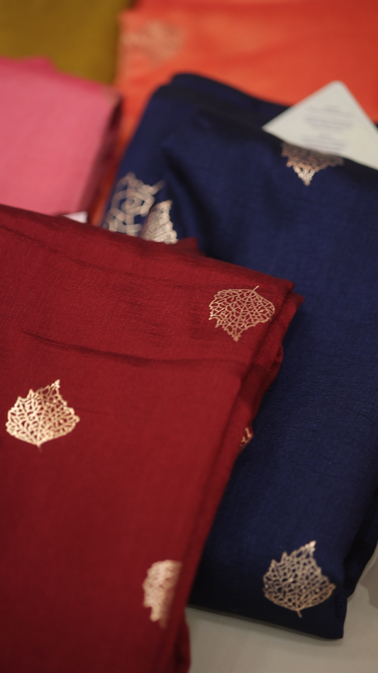 Vichithra Silk Saree Coper Foil printed